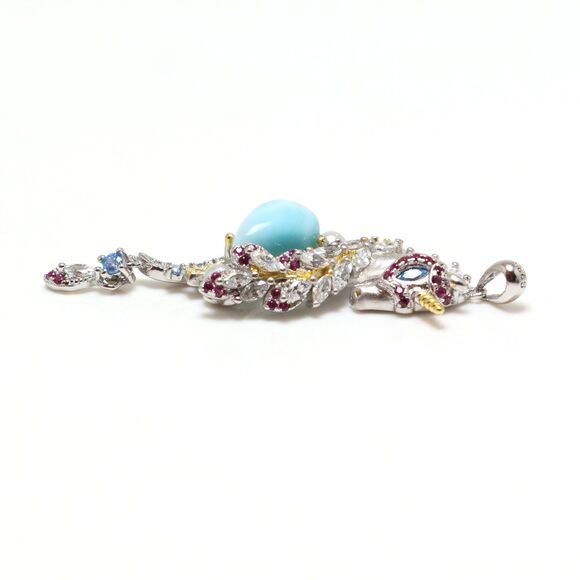 925 Sterling Silver UNICORN NECKLACE, LARIMAR Necklace, Unique Larimar Necklace - Picture 7 of 10